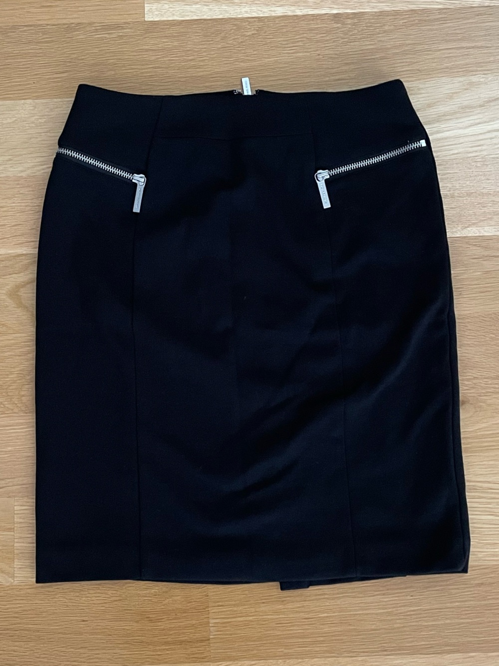 Michael Kors Black Pencil Skirt with Silver Zip Accents